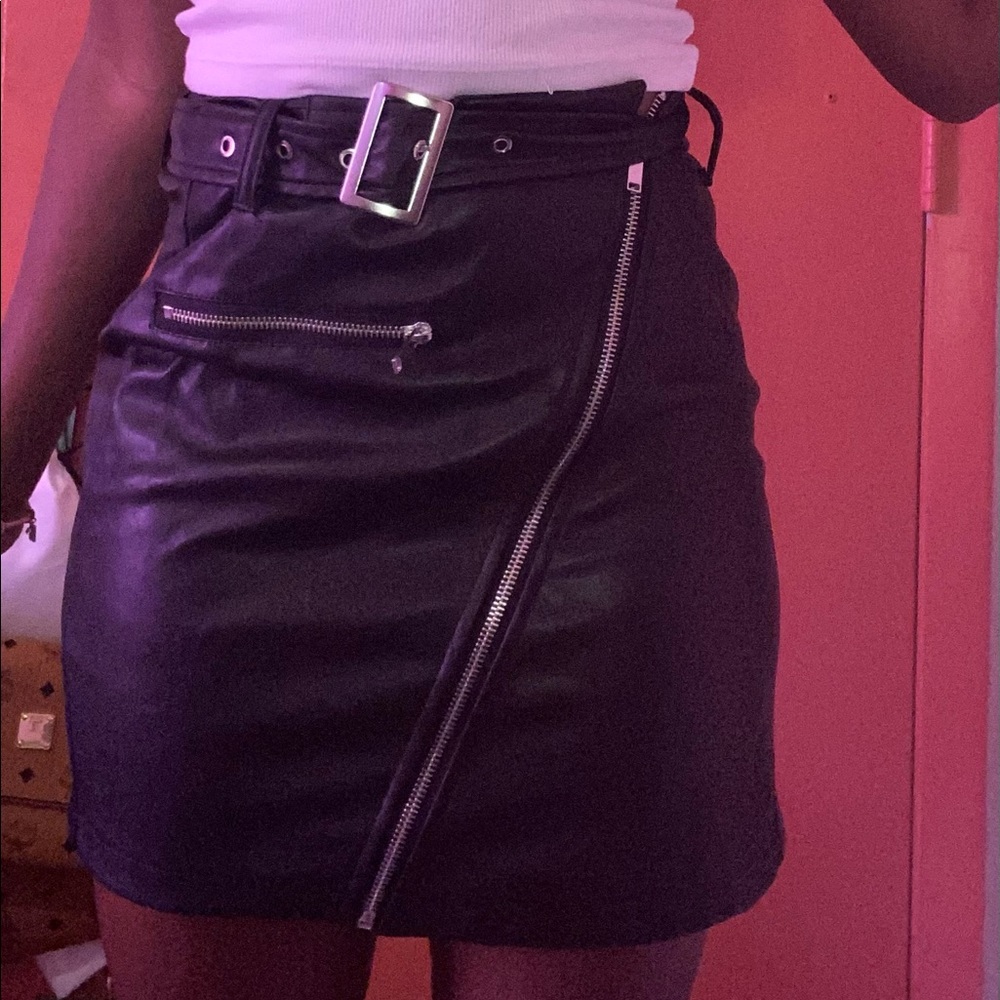 Black leather skirt
